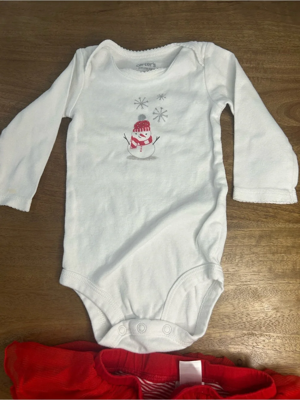 Baby Holiday Snowman Tutu Legging Set - White & Red
